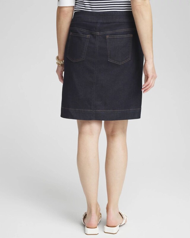 Button Detail Pull-on Denim Skort - image 3